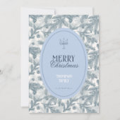 Vintage Blue Pine Branches Flat Christmas Card (Voorkant)