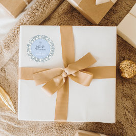 Vintage Blue Pine Christmas Gift Round Stickers