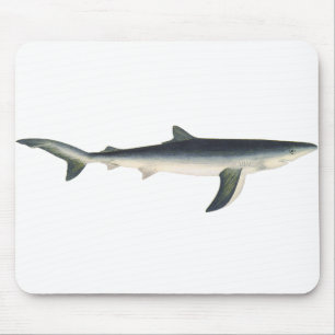 Vintage Blue Shark, Aquatisch Oceaan Marien Leven Muismat