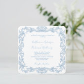 Vintage Blue Square Elegant Wedding  (Staand voorkant)