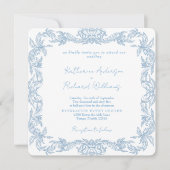 Vintage Blue Square Elegant Wedding  (Voorkant)
