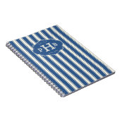 Vintage Blue Stripes Elegant Three-Letter Monogram Notitieboek (Rechterzijde)