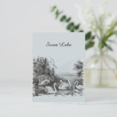 Vintage Blue Swan Lake Briefkaart (Staand voorkant)