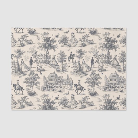 Vintage Blue Toile De Jouy  Tissuepapier (Voorkant)