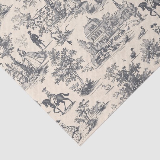 Vintage Blue Toile De Jouy  Tissuepapier (Detail)