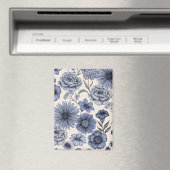 Vintage Blue Toile Floral Botanical Pattern Magneet (Insitu (Vaatwasser))
