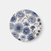 Vintage Blue Toile Floral Botanical Pattern Magneet (Voorkant)