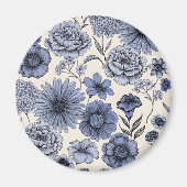 Vintage Blue Toile Floral Botanical Pattern Magneet (Voorkant)