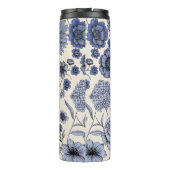 Vintage Blue Toile Floral Botanical Pattern Thermosbeker (Achterkant)