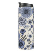 Vintage Blue Toile Floral Botanical Pattern Thermosbeker (Geroteerd rechts)