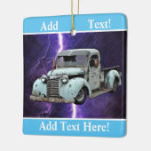Vintage Blue Truck Ceramic Ornament (Links)