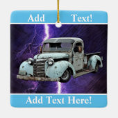 Vintage Blue Truck Ceramic Ornament (Achterkant)