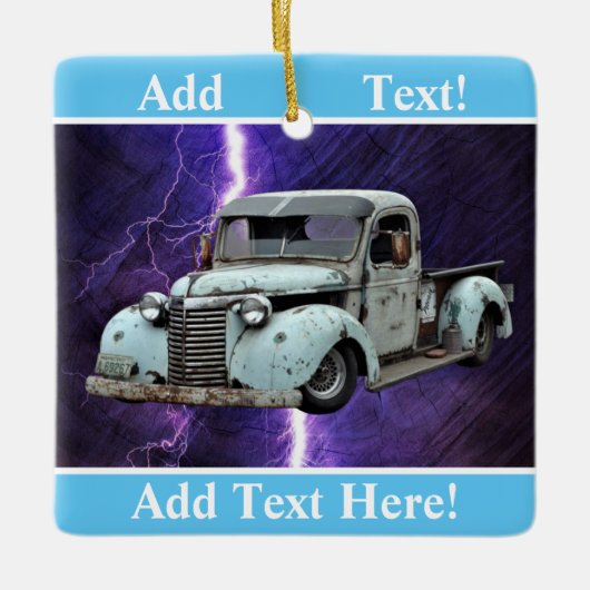 Vintage Blue Truck Ceramic Ornament (Voorkant)