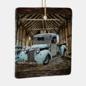 Vintage Blue Truck Rustic Barn Ceramic Ornament (Rechts)