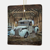 Vintage Blue Truck Rustic Barn Ceramic Ornament (Links)