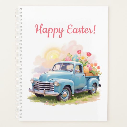 Vintage Blue Truck with Easter Eggs & Tulips Planner (Voorkant)