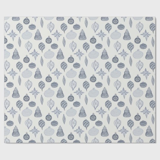 Vintage Blue + White Ornament Cadeaupapier (Vlak)