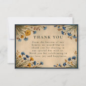 Vintage Blue Wildflower Wedding Bedankkaart (Voorkant)