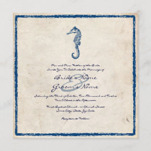 Vintage Blue Zee Horse Beach Weddenschap Kaart