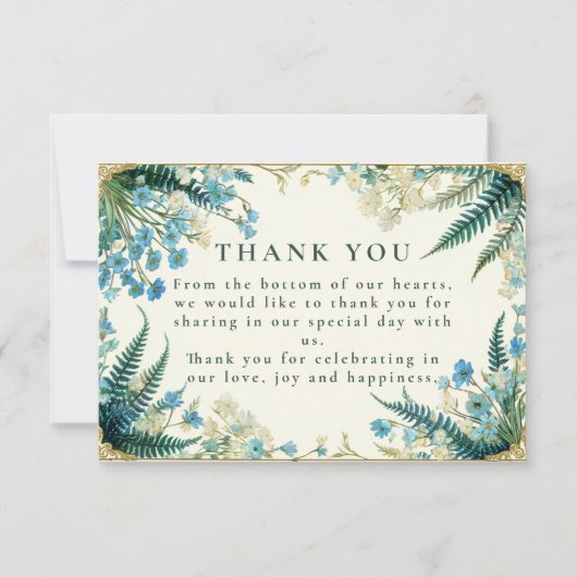 Vintage Bluebell Botanical Wedding Bedankkaart (Voorkant)