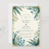 Vintage Bluebell Botanical Wedding Kaart (Voorkant)
