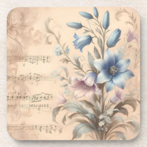 Vintage Bluebell Plastic Onderzetters met Kurk Rug