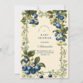 Vintage Blueberry Botanical Baby Shower Kaart (Voorkant)