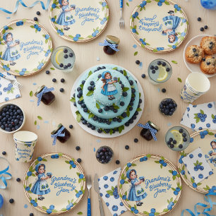 Vintage Blueberry Girl - Oma's Blueberryjam Papieren Bordje