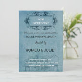 Vintage Blueprint Homewarming Invitation Kaart (Staand voorkant)