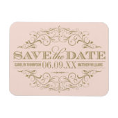 Vintage Blush Antieke Bloei Bewaar de Datum Magneet (Horizontaal)