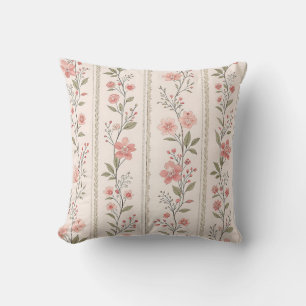 Vintage Blush Bloemstreep Worp Kussen – Cottage