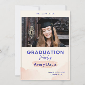 Vintage Blush Blue Watercolor Botanical Floral Kaart