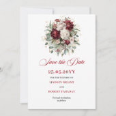 Vintage Blush Burgundy Bloemige Save The Date (Voorkant)