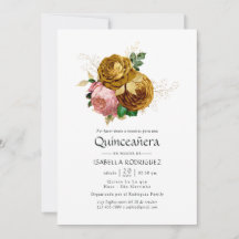 Vintage Blush en Gouden Bloemige Quinceañera