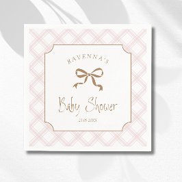 Vintage Blush Geruite Ruitvormige Babyshower Servet