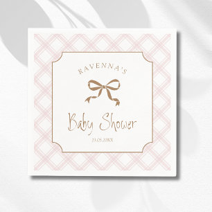 Vintage Blush Geruite Ruitvormige Babyshower Servet