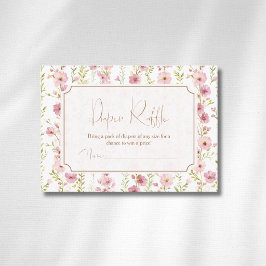 Vintage Blush Gladiolus Bloemen Luier Raffle Informatiekaartje