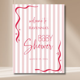 Vintage Blush Golf Streep Baby Shower Welkom Poster