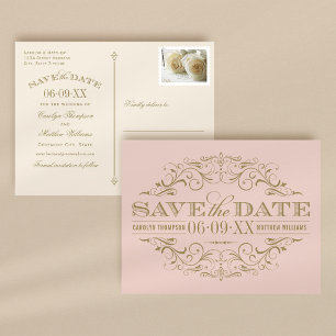 Vintage Blush Goud Bloeiende Uitnodiging voor de T
