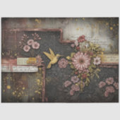 Vintage Blush Goud geprägede Kolibrie Decoupage Tissuepapier (Voorkant)