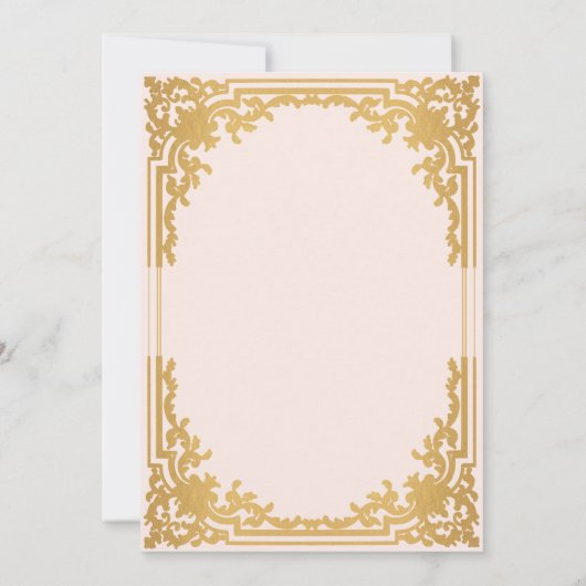 Vintage Blush Nep Goud Versierd Schrift Roze Trouw Kaart (Achterkant)