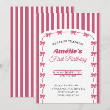 Vintage Blush Pink Coquette Bow Girl 1st Birthday 