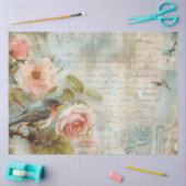 Vintage Blush Pink Rose Birds Decoupage Tissuepapier (Craft)