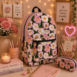 Vintage Blush pioen bloemmotief Bedrukte Rugzak