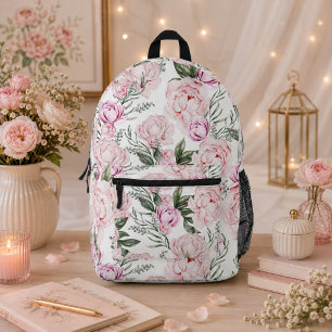 Vintage Blush pioen bloemmotief Bedrukte Rugzak