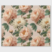 Vintage Blush Pioenroom Crème Bloemmotief Cadeaupapier (Vlak)