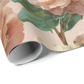 Vintage Blush Pioenroom Crème Bloemmotief Cadeaupapier (Rol Hoek)