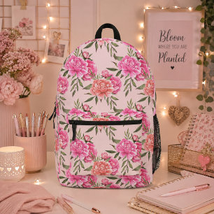 Vintage Blush pioenroos bloemmotief Bedrukte Rugzak