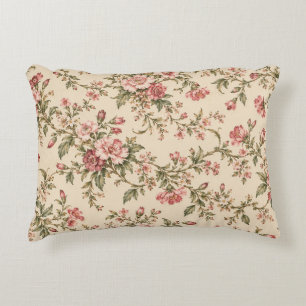 Vintage Blush Roos Cottage Bloem Accent Kussen