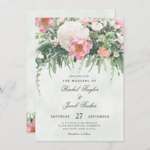 Vintage Blush Roses Waterverf Floral Wedding Kaart